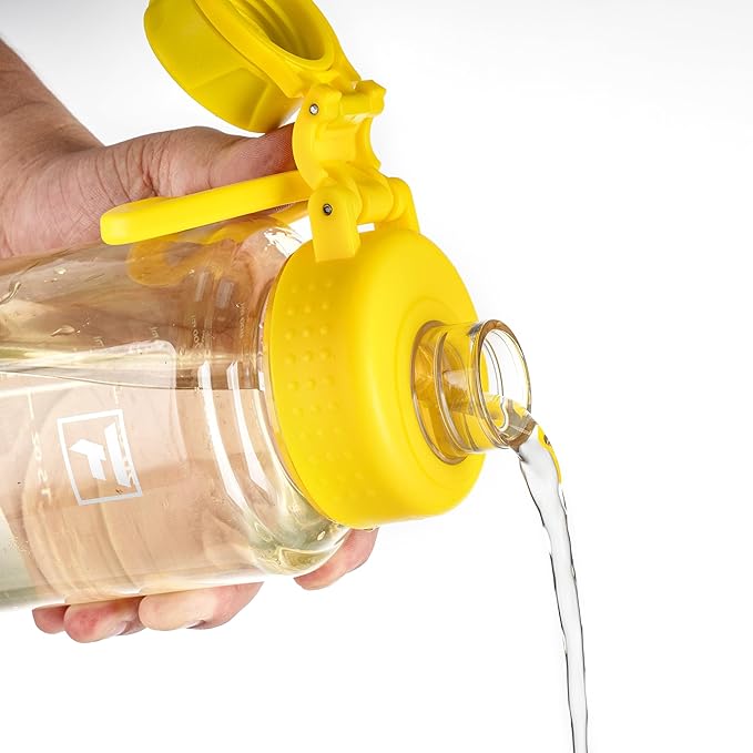 Fanhaw 32 oz Clear BPA-Free Tritan Water Bottle with Fast-Flow Spout Lid, Leakproof Wide-Mouth Reusable Bottle for Gym, School & Office (Imperial Yellow)