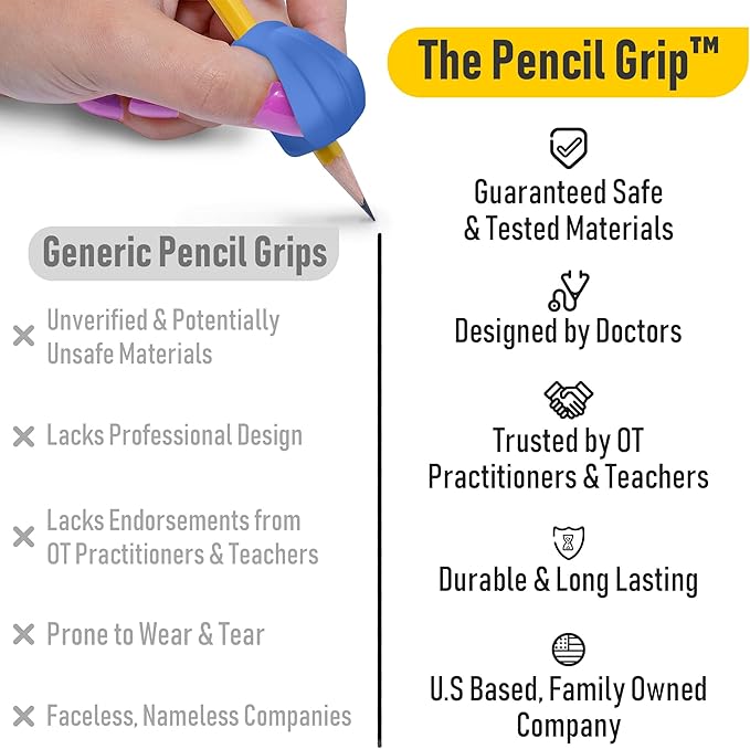 The Pencil Grip Pencil Grips, The Crossover Grip, Ergonomic Writing Aid For Righties And Lefties, Colorful Pencil Grippers, Assorted Neon Colors, 6 Count - (TPG-18006)