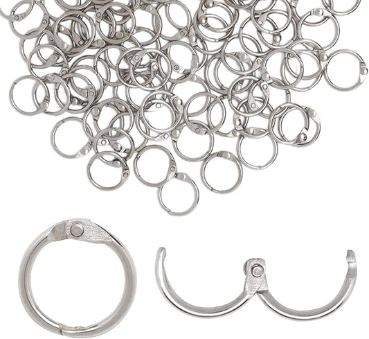 Loose Leaf Binder Rings 1/2 Inch, 120PCS Book Rings for Index Cards, Nickel Plated Metal Flash Card Ring, Clip Ring for Notebooks, Photos, Key, Home, Office, School Supplies (Silver)