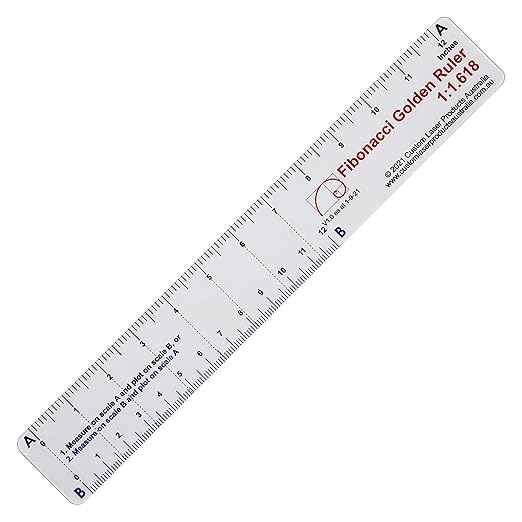 12" No-Math Fibonacci Ruler — Flexible Clear PETG | Fibonacci Proportions Without Arithmetic | Drawing, Drafting and Layout | Made in Australia