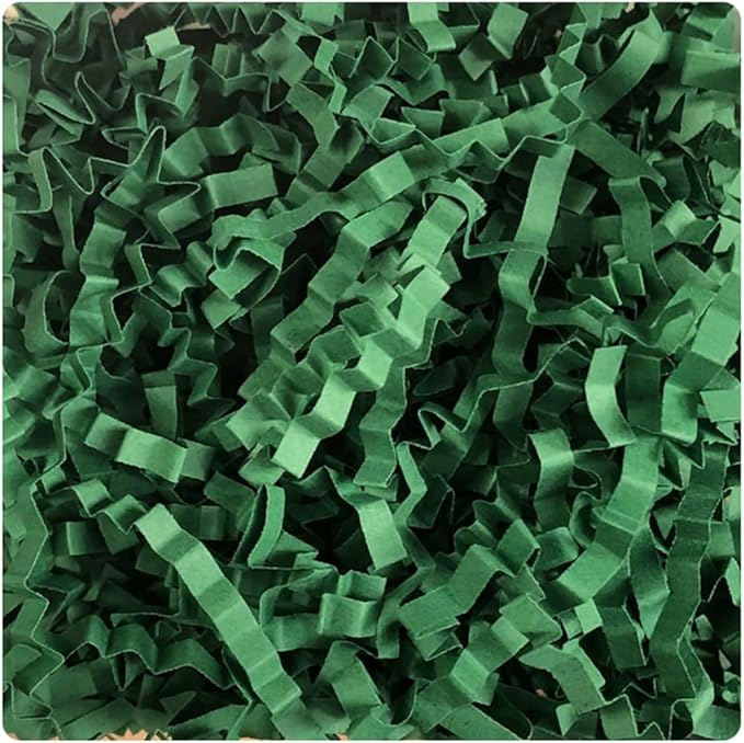 LKQBBSZ Crinkle Cut Paper Shred Filler, Raffia Paper Shredded Paper Stuffing for Gifts Wrapping Baskets Box Filling Easter Party Supply (Dark Green)