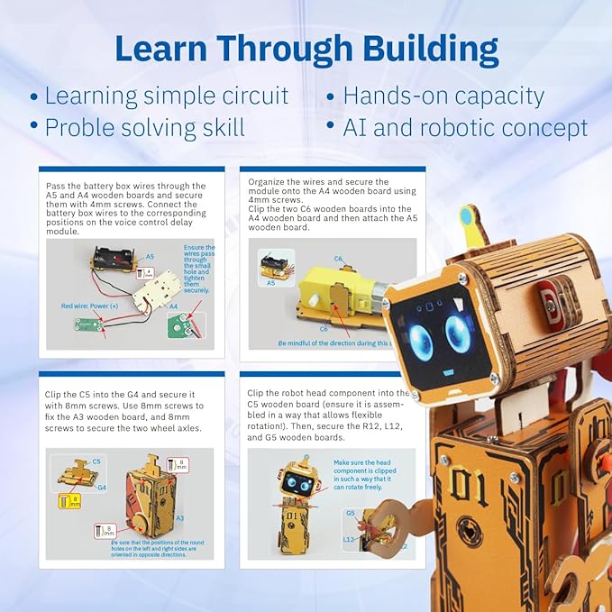 STEM Robotics Kit for Kids 8-12, DIY Voice-Control Interactive Robot Building Science Kit for Kids Age 8-12, for Science & Tech Enthusiasts