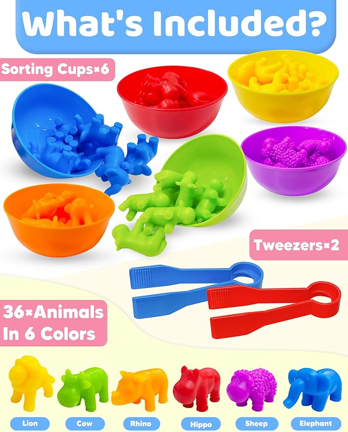 Oomloid Counting Animals Montessori Toys for 3 4 5 Years Old Boys Girls, Preschool Learning Activities Kindergarten Educational Sensory Toys Gifts for Kids Toddlers