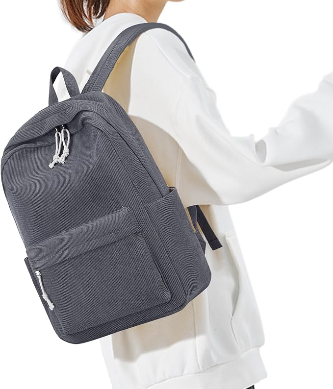 BTOOP School Backpack for Teens Large Corduroy Bookbag Lightweight 15.6 inch Laptop Bag for Girls Women Casual High School College