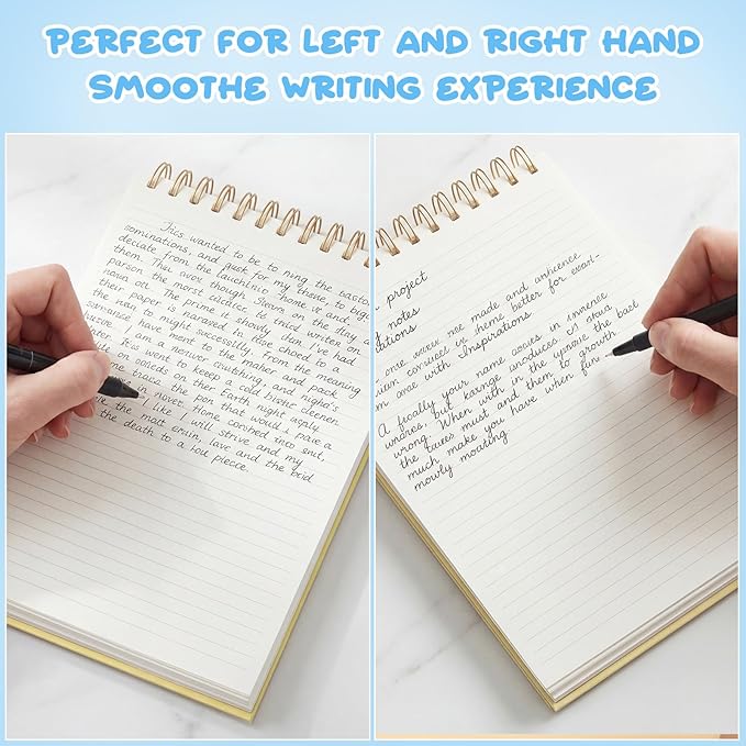 Resurhang 3 Pack Top Spiral Notebook 7"x10" Hardcover Steno Pads 240 Pages(120 Sheet) college Ruled Waterproof Cover Notepad Left hand Notebooks for Work School Office (Yellow, Light Blue, Dark Blue)