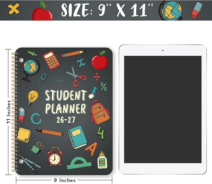 Student Planner 2026-2027 - Academic Year School Planner 2026-2027, July 2026- June 2027, 9" x 11", Note Pages & Back Pocket