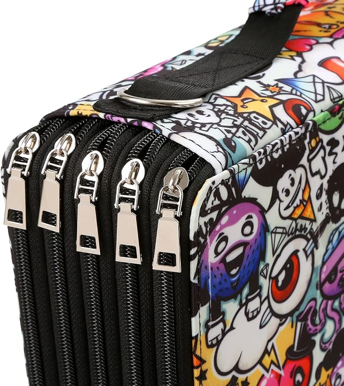 Portable Colored 480 Individual Slots Pencil case Organizer with Printing Pattern for Watercolor Pens or Markers, Pencil Case Organizer for Artist