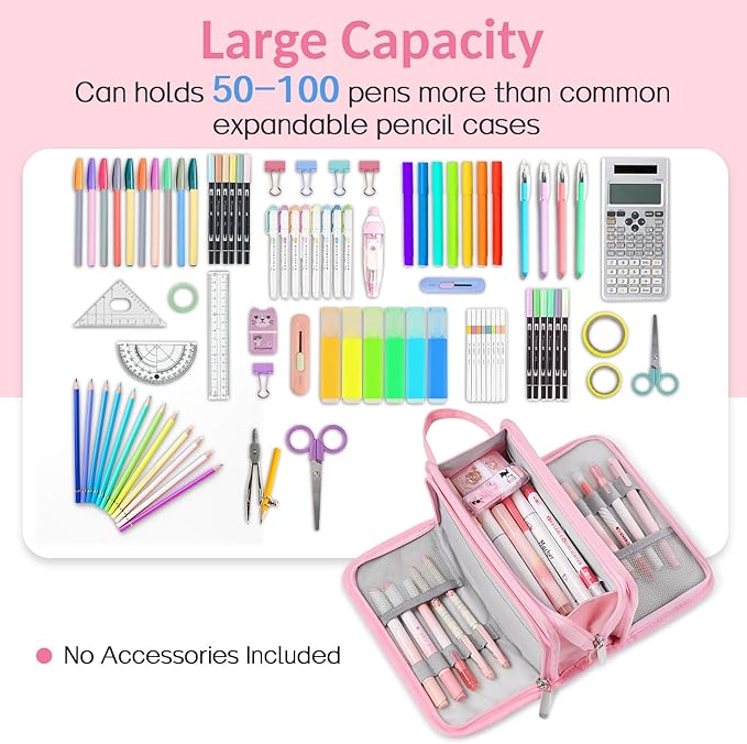 Sooez Large Pencil Case, Big Capacity Pencil Pouch Pen Bag with 3 Compartment, Portable Canvas Stationery Organizer with Zipper, Cute Aesthetic School Supplies for Teen Girls, Army Green with Plaid