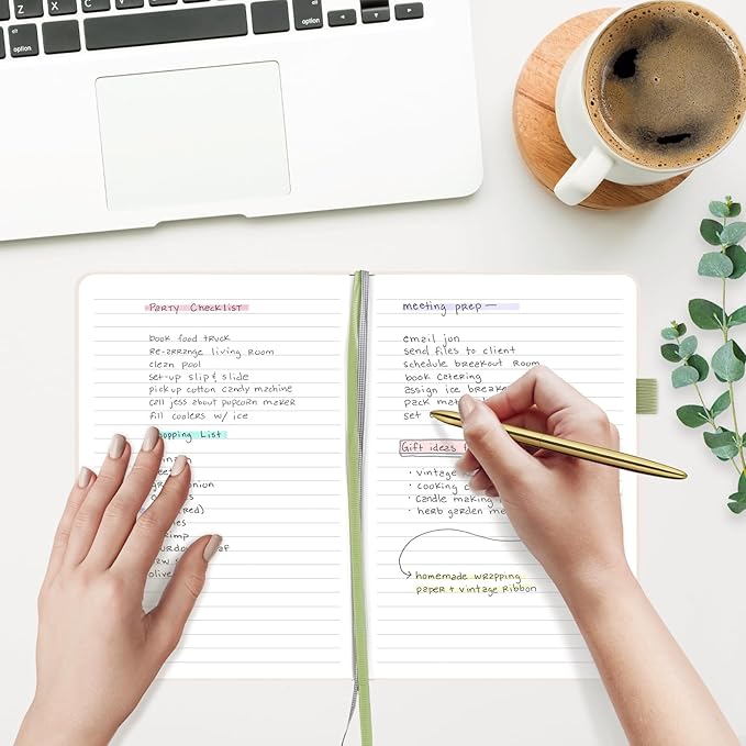 &And Per Se Lined Hardcover Notebook – A5 5.7"x8" College Ruled, 160 Pages, 100gsm Thick Paper – Aesthetic Journal for Women, Gift-Ready Planner, Everyday Writing Notebook (Botanical Floral)