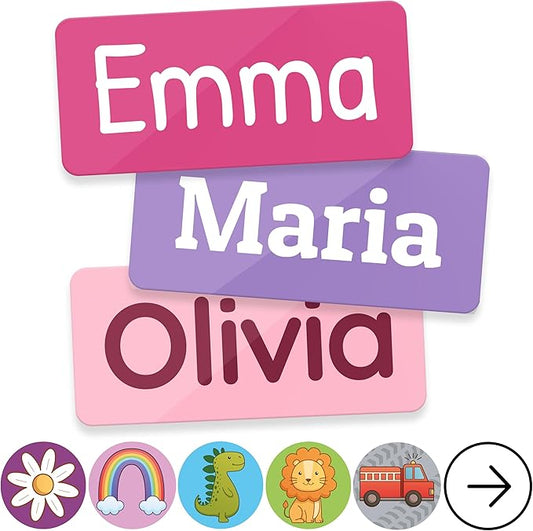 TagBuddy® Personalized Daycare Name Labels for Kids [210pcs] - Waterproof Name Stickers for School, Baby Bottles & Clothing - Custom Name Stickers - Washable Stick On Labels (1.2”x0.5”)