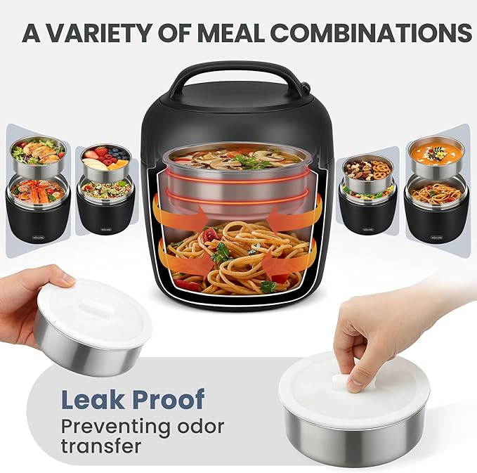 wiwens Thermo Food Jar for Hot Food Adults 32OZ Soup Thermo Lunch Containers Wide Mouth Vacuum Insulated Stainless Steel Leakproof Bento Box with Spoon