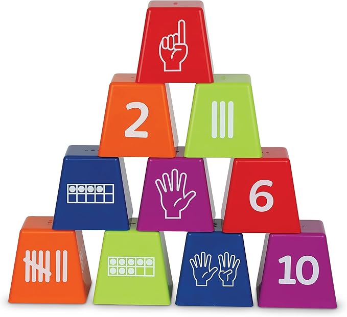 Learning Resources Number Stackers - Math Manipulatives, Addition and Subtraction Flash Cards, Counting Activities, Montessori, Fine Motor Skills, Problem Solving, Classroom Must Haves, Gifts for Kids