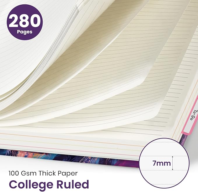 Taja Pretty Large Spiral Lined Notebook for Work with 5 Removable Dividers