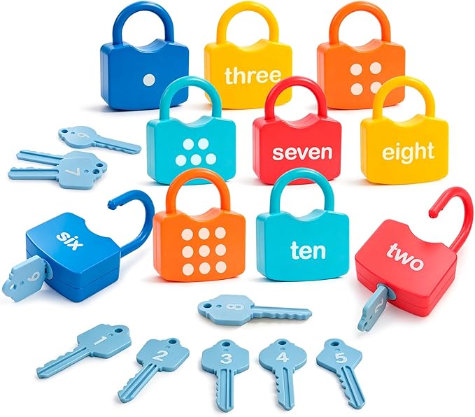 Montessori Toys for 3 Year Old, Preschool Activities Toys Games for Toddler, Lock & Key Counting Toys for Toddlers, Math Manipulatives for Preschool Kindergarten Learning & Education