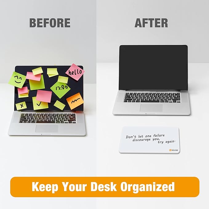 SELEAD Small Dry Erase White Board - 8"x6" Handheld Desktop Glass Clipboard with Pen Holder, Memo Note Whiteboard for Home Office, Reusable Tabletop Writing Teaching Pad