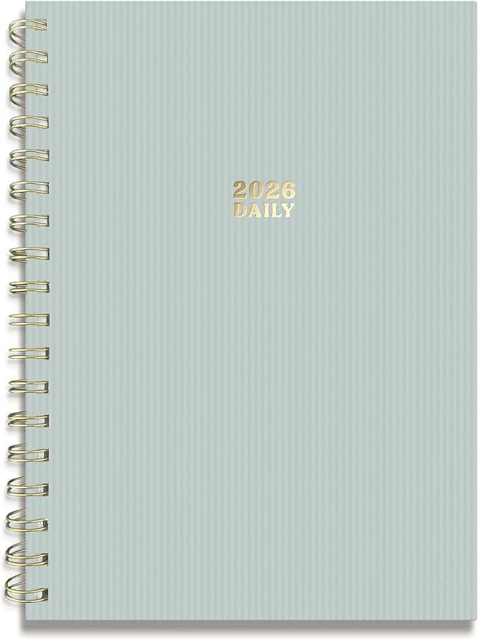 Sweetzer & Orange 2026 Planner – 6" x 8.25" Dated Daily, Weekly & Monthly Calendar Planner – January to December 2026 – Eucalyptus Design with Motivational Stickers, Gold Spiral & Sturdy Paper