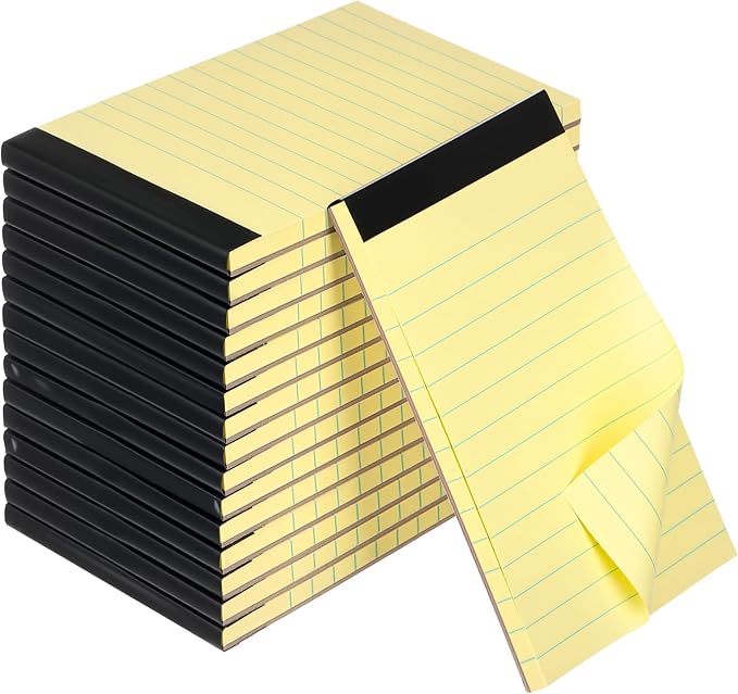 Tenceur 16 Pcs Small Notepads 3'' x 5'' Lined Writing Note Pad - 50 Sheets Per Memo Pad, 80 Gsm Paper Pads, Perforated Mini Pads Pocket Notebook Refills for Taking Notes and Reminders (Black Top)