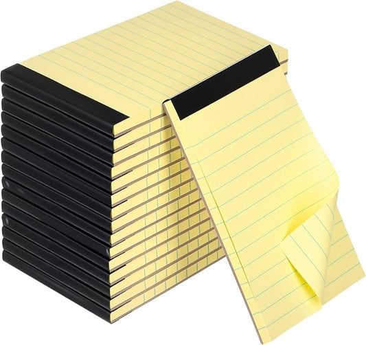 Tenceur 16 Pcs Small Notepads 3'' x 5'' Lined Writing Note Pad - 50 Sheets Per Memo Pad, 80 Gsm Paper Pads, Perforated Mini Pads Pocket Notebook Refills for Taking Notes and Reminders (Black Top)