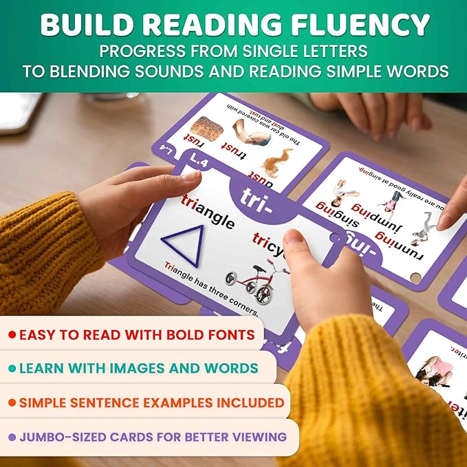 QUOKKA Phonics Flash Cards for Kids Ages 4-8 – 20 Phonic Stages 130 Card Games for Kids Ages 3-5 and 6-8 – Learn to Read Games & Reading Manipulatives for Phonemic Awareness – Alphabet CVC Blends etc