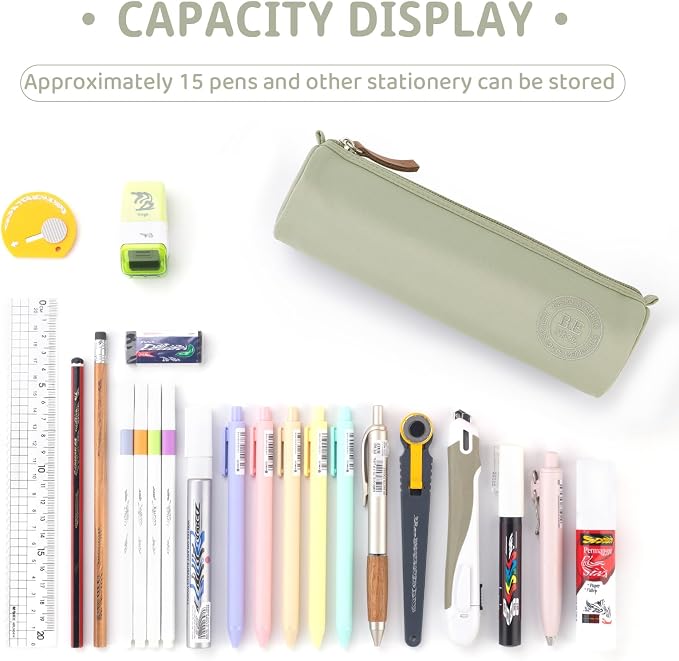 EASTHILL Small Pencil Case Pencil Pouch Stationery Pen Bag Office Supplies for Girls Women-Green