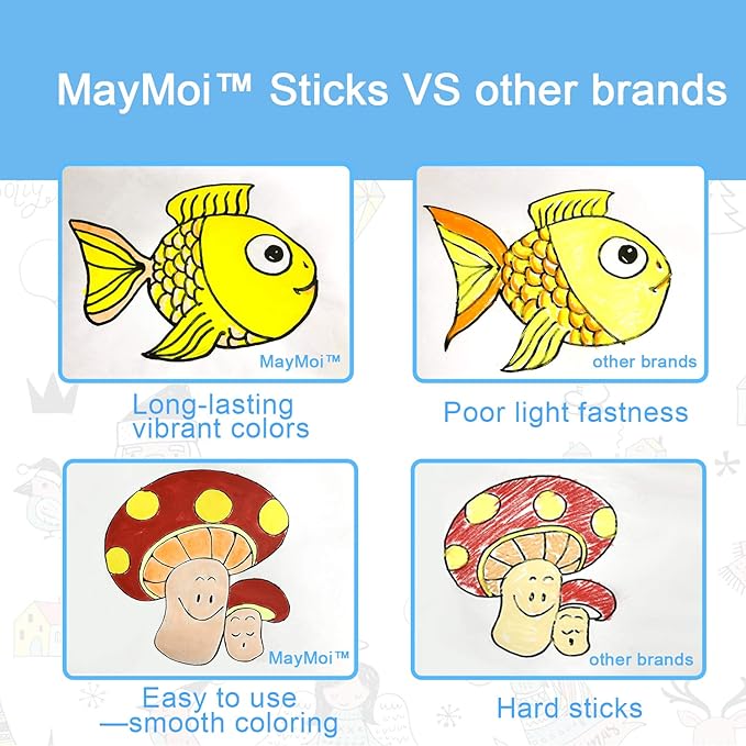 MayMoi Washable Tempera Paint Sticks | Non-Toxic, Quick Drying & No Mess Paint Sticks, Best Art Birthday Gifts (12 Colors)
