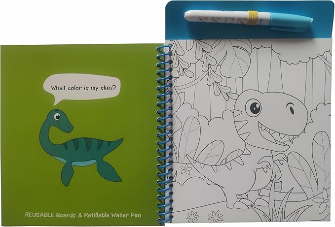 Magic Water Coloring Books for Child - Reusable Mess Free Water Reveal Art Kit with Water Pen, Travel Toys Easter Basket Stuffers for Kids Ages 3-12 Boys Girls Party Favors