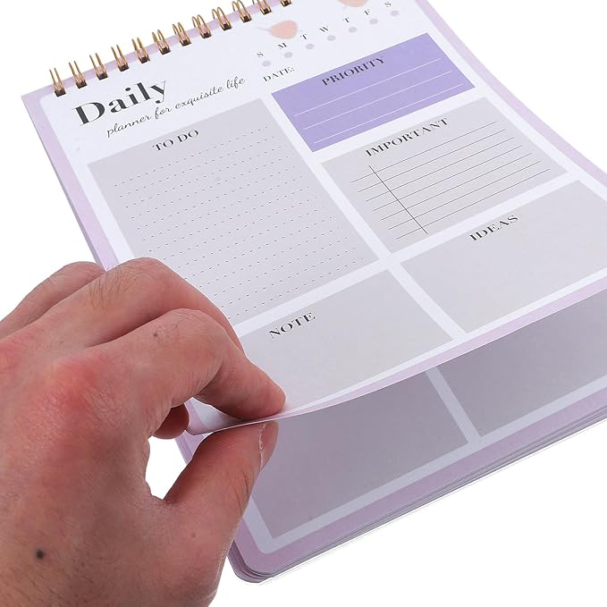 Generic Daily Planner Notepad with Schedule Calendar and to Do List Pad, Undated Academic Management Plan Pad for Work, Study, and Homeschooling, Violet Time Management Notebook