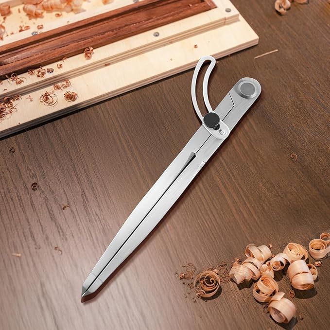 6 inch Professional Compass with Wing, Alloy Metal Divider, Compass Geometry Tool, Metal Leather Work Scribe Tool Woodworking Drafting Carpenter Compass for Geometry