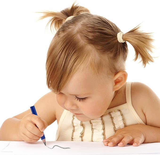 Suitable for 2-6 years old short triangle grip thick pencil 8 3.5-inch preschool children handwritten drawing mini wooden pencils (Dark blue, 5mm thick core)