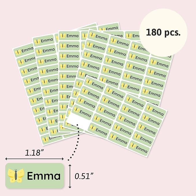Personalized Name Labels for Kids (180) – Custom Waterproof & Durable Stickers for Clothing, Daycare, Office & School Supplies - Insects