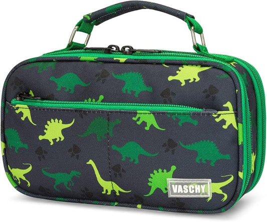 VASCHY Pencil Case for Boys, Aesthetic Kawaii Large Pencil Pouch Stationary Pencil Bag/Box for Preppy Kids, Pen Organizer Holder School Supply Black Dinos