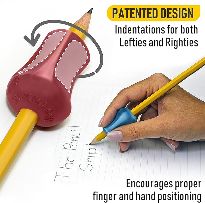 The Pencil Grip Metallic Grippers 6-Pack, Pencil Grips for Kids Handwriting, Ergonomic Pen Holder for Righties & Lefties, Writing Practice for Kids, Toddlers, Adults, Writing Tool with Finger Cushion