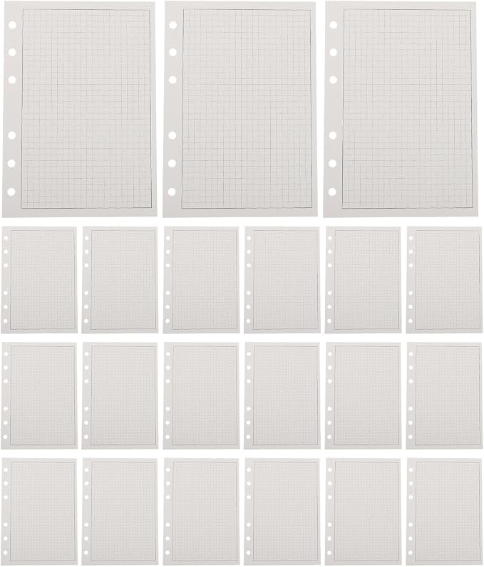 100pcs Loose Leaf Grid Paper Refill Ring Binders Reinforced Thick Planner Filler Pages with Punch for Journals Daily Planning School Projects and Office Organization