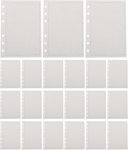 100pcs Loose Leaf Grid Paper Refill Ring Binders Reinforced Thick Planner Filler Pages with Punch for Journals Daily Planning School Projects and Office Organization