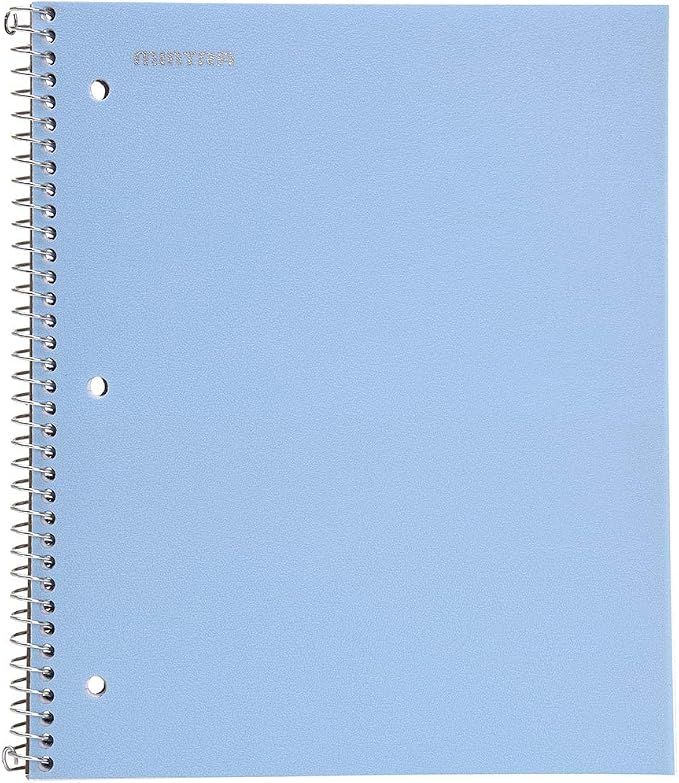Mintra Office Durable Spiral Notebooks, 1 Subject, (Arctic Ice, Chili Oil, Green Olive, Wide Ruled 3pk)