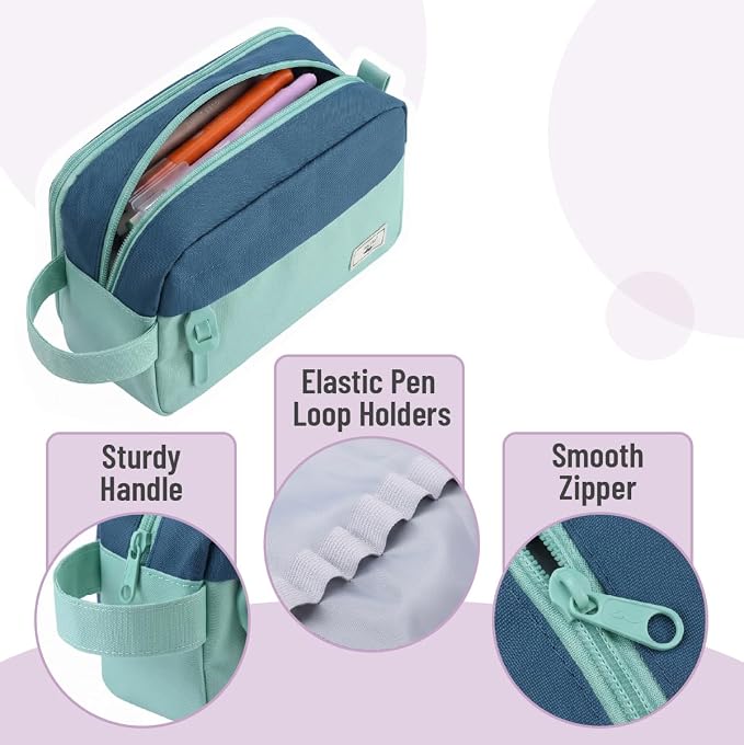 Mr. Pen- High Capacity Pencil Case, Large Pencil Pouch with 3 Compartments and 2 Pockets, Large Pencil Bag with Smooth Zipper, Cute Pencil Case Pouch Organizer, School Supplies for Teens