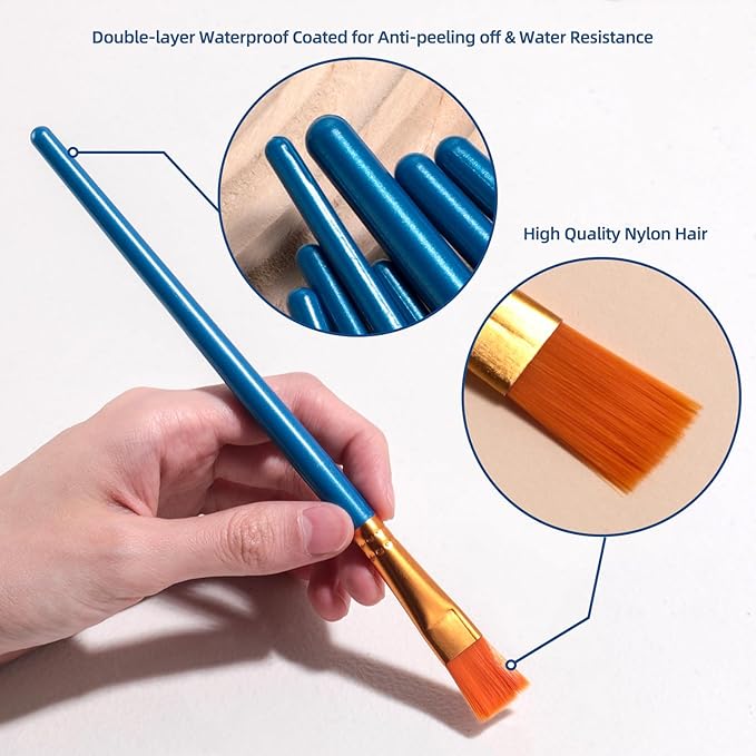 JPNK 20PCS Professional Nylon Hair Paint Brushes for Artists, Students, Kids - All-Purpose Oil, Gouache, Face, Model, Craft Painting Kit