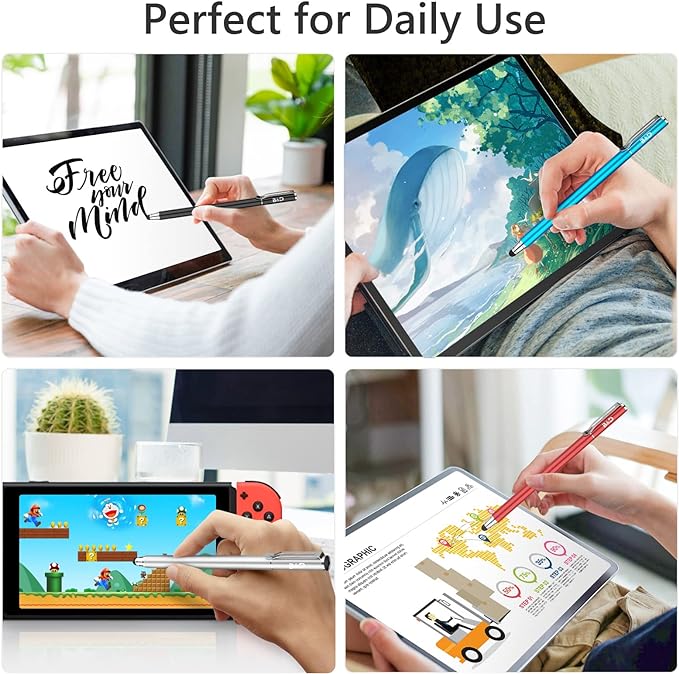 2-in-1 Stylus Touch Screen Pen for iPhone, Ipad, iPod, Tablet, Galaxy and More with 20Pcs Rubber Tips (Black)