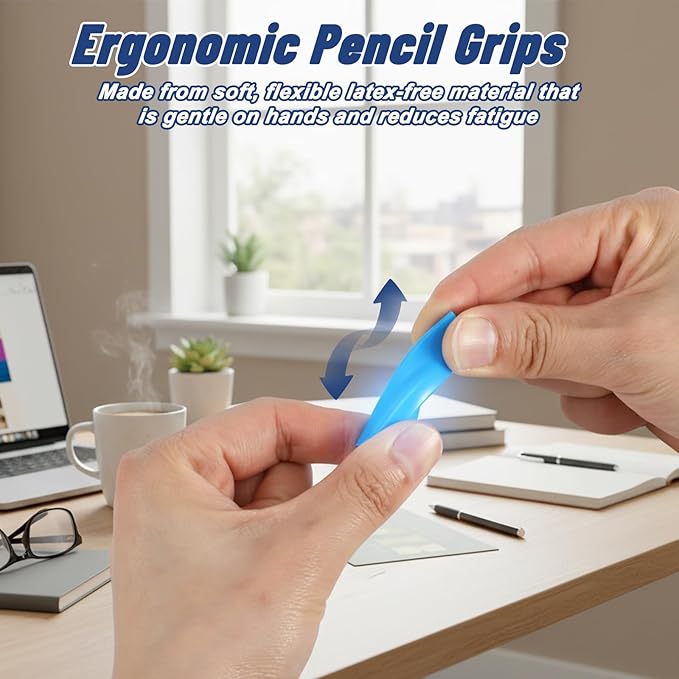 Sibba Triangle Pen Grips 6 PCS Ergonomic Pens Grips for Kids Handwriting Pen Writing Aid Grip Posture Correction Tool Writing Aids for Kids Adults Assorted Colors for Right Left Handed Users