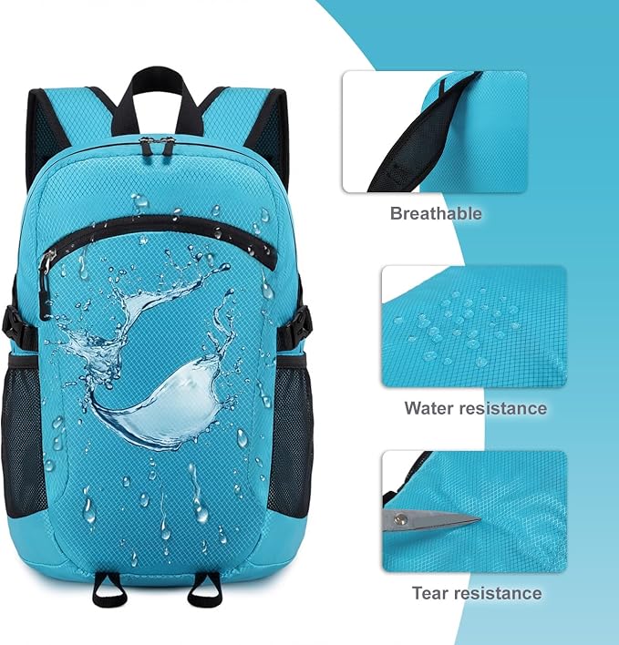 Lightweight Hiking Backpack 18L Packable Foldable Small Daypack Collapsible Travel Bag Water-Resistant for Adults (Blue)