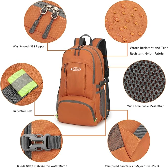 G4Free Lightweight Packable Hiking Backpack, Waterproof Travel Daypack
