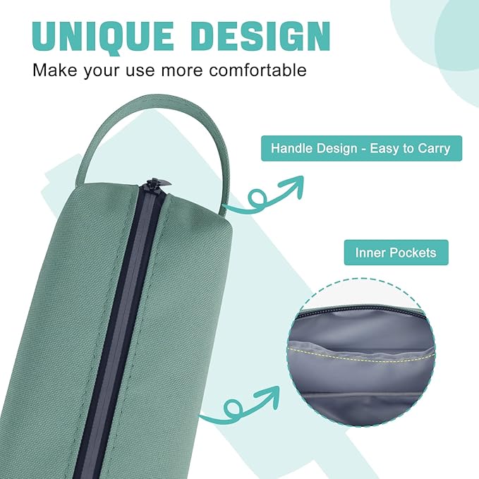 Fmeida Aesthetic Pencil Case - Spacious, Waterproof, Portable with Carrying Handle - Practical Pencil Pouch Pen Holder Stationery Organizer | Light Green