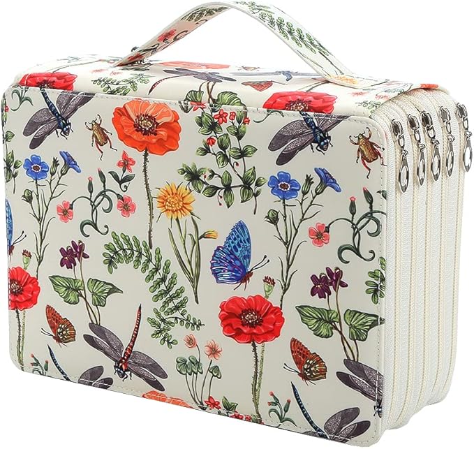 Portable Colored 250 Slots Pencil case Organizer with Printing Pattern for Watercolor Pens or Markers, Pencil Case Organizer for Artist