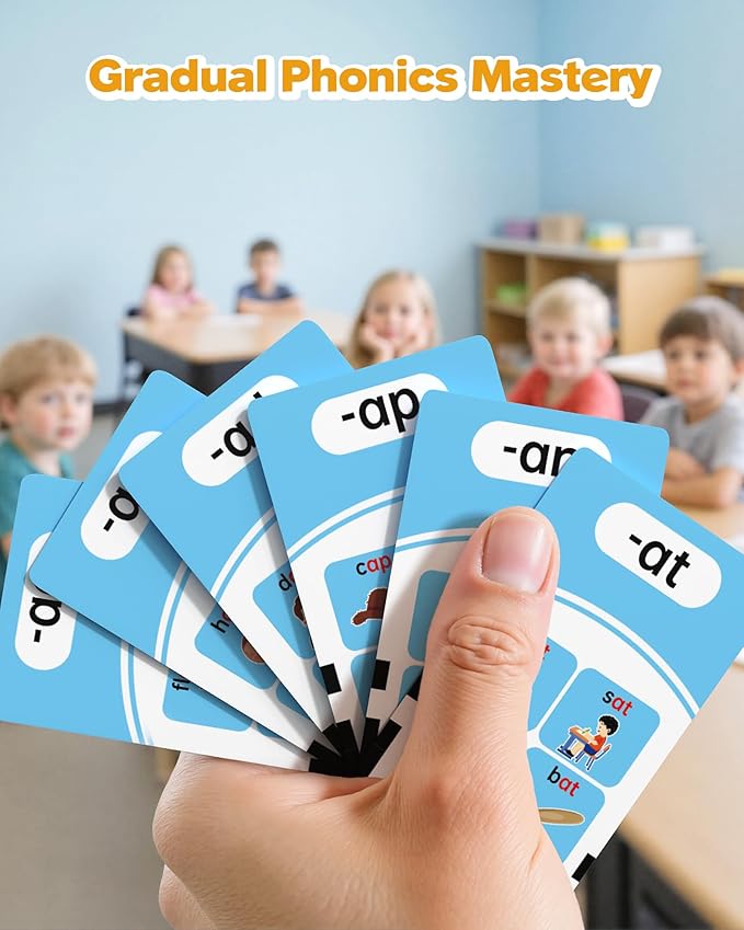 Phonics Talking Flash Cards for Toddlers 3-8, Airbition Learn to Read in 20 Stages, Digraphs CVC Blends Long Vowel Sounds Spelling Reading,Kindergarten First Second Grade Homeschool Educational Study
