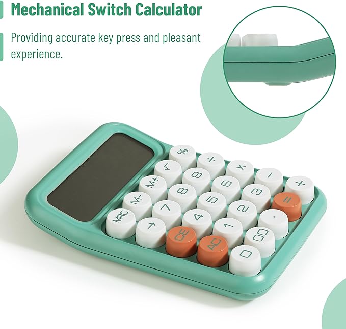 Mr. Pen- Mechanical Switch Calculator, 12 Digit Large LCD Display, Earthy Green with Big Buttons, Mechanical Switch Calculator for Home, School, Office
