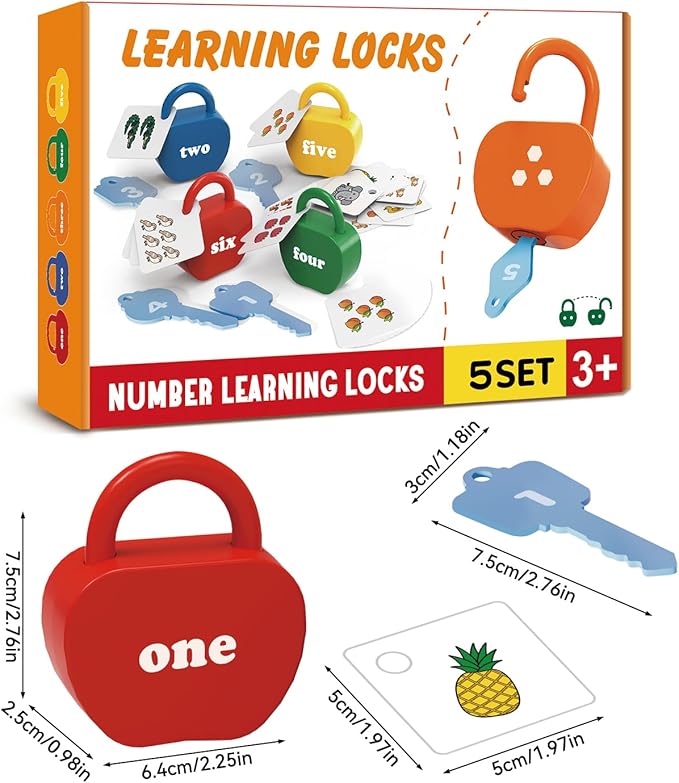 Locks and Key Toddler Toys, Number Counting Cause and Effect Toys for Kids Ages 3-5, Preschool Learning Activities, Kindergarten Classroom Must Haves, Montessori Toy for 3 Year Old