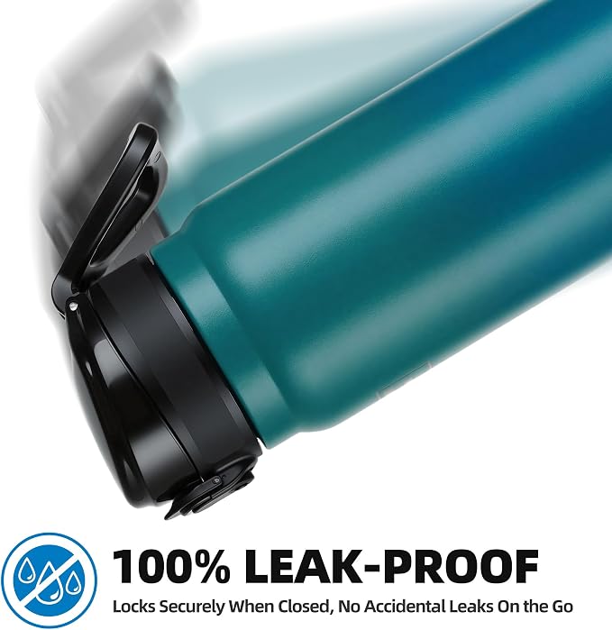 Fanhaw 20 Oz Insulated Stainless Steel Water Bottle with Chug Lid – Wide Mouth, Leak-Proof, BPA-Free – Ideal for Kids, Adults, Sports, Gym, and Outdoor Use (Green Blue)