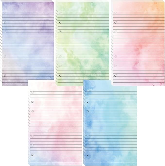 200 Sheets Gradient A5 Planner Inserts - 120GSM Thick Watercolor Refill Paper for A5 6-Ring Binder, Rainbow 6 Hole Loose Leaf Sheets for Journal Diary Notebook Budget Creative Planning