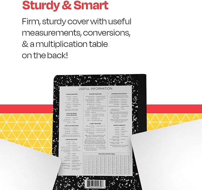 School Smart Hard Cover Composition Book, Unruled, 9-3/4 x 7-1/2 Inches, 100 Sheets (Pack of 3)
