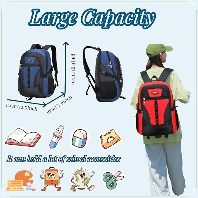 Teenage Boys Color-blocking Sports Kids Backpack Middle/High Schoolbag Elementary Student Bookbag for School Teen Boys